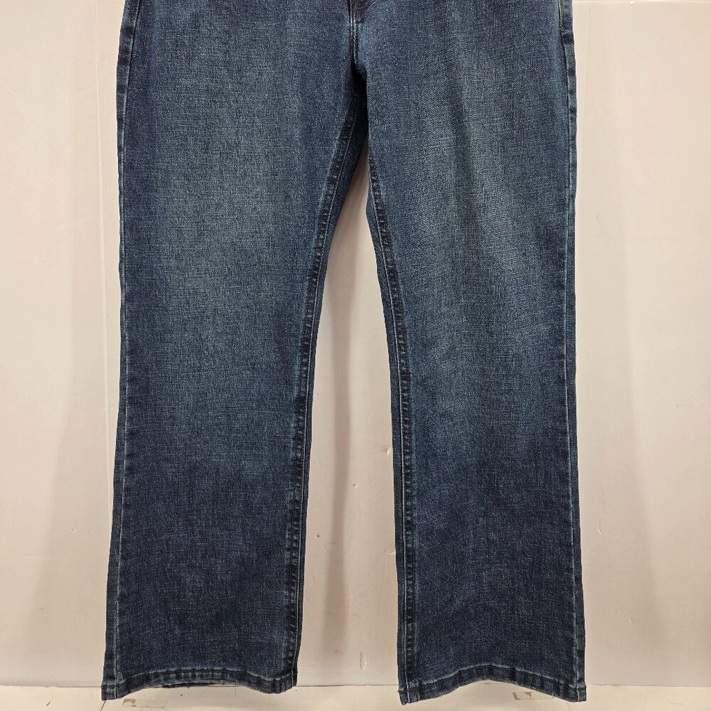 T.K. Axel Jeans Mens 36x32 Slim Boot Stretch Blue Denim Embroidered Pockets - Picture 12 of 13